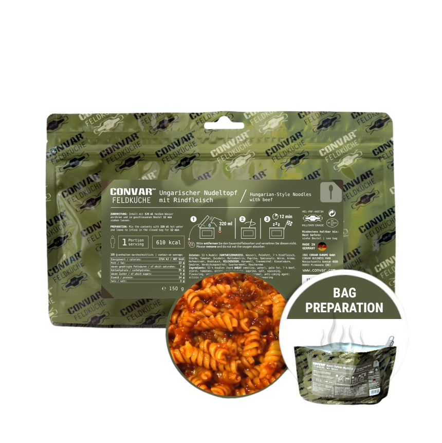 CONVAR™ gevriesdroogde maaltijd – Hongaarse rundvleesnoedelhotpot