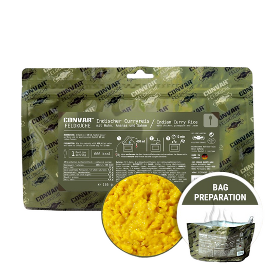 CONVAR™ gevriesdroogde maaltijd - Indiase curryrijst, kip en ananas