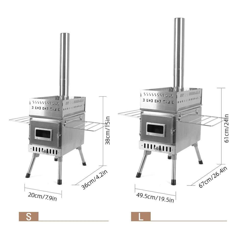 Stainless steel wood stove for Warmli tent
