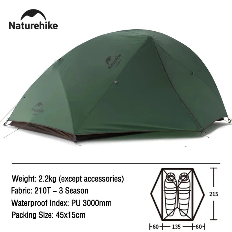 Tente Naturehike 2P – Ultralégère, 3 saisons