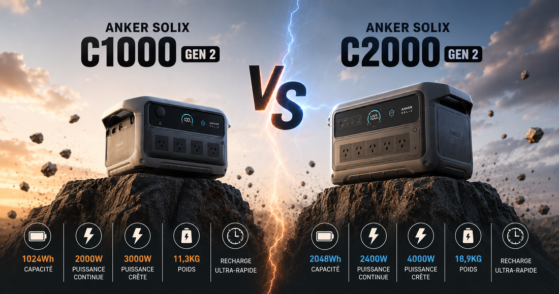Anker SOLIX C1000 Gen 2 vs C2000 Gen 2 : laquelle choisir selon vos besoins ?