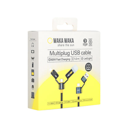 Multifunctionele kabel met ingebouwde WakaWaka Connect lamp