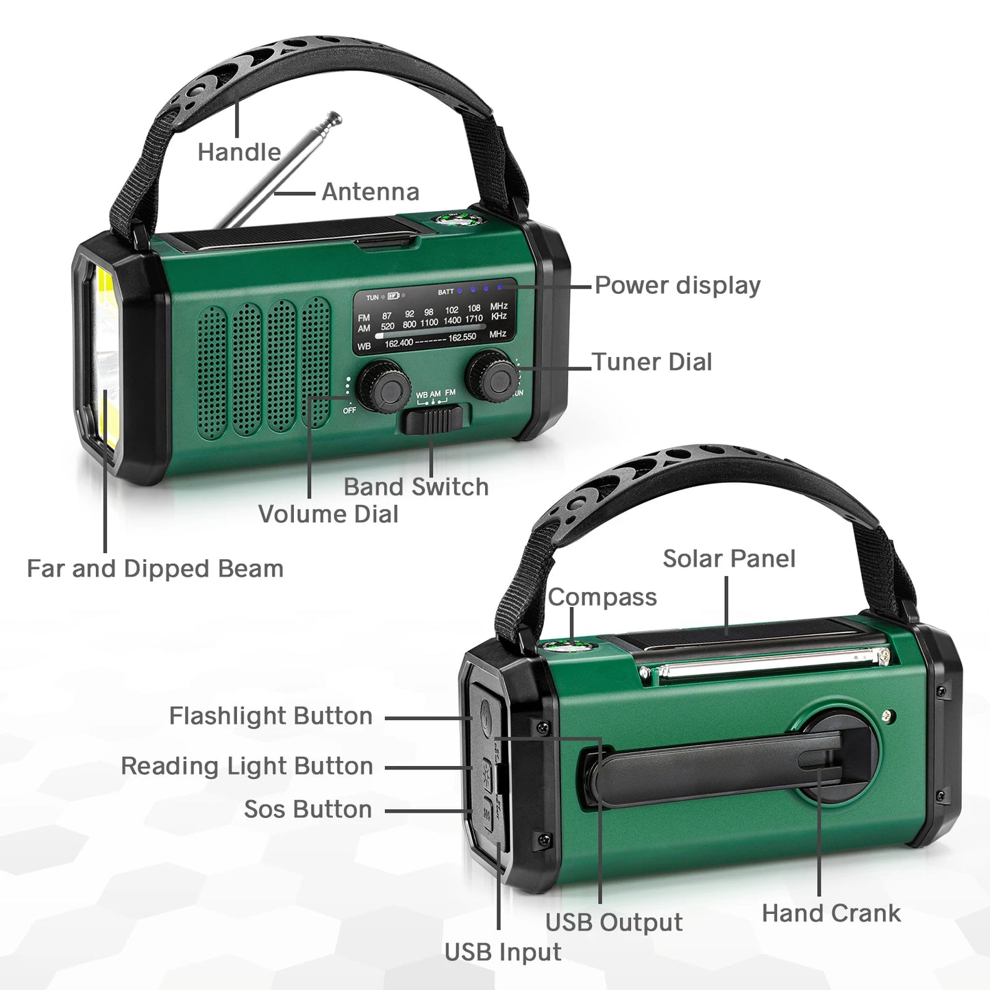 Woopker SunDyn Solar Hand Crank Noodradio