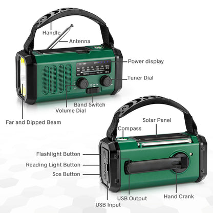 Woopker SunDyn Solar Hand Crank Noodradio