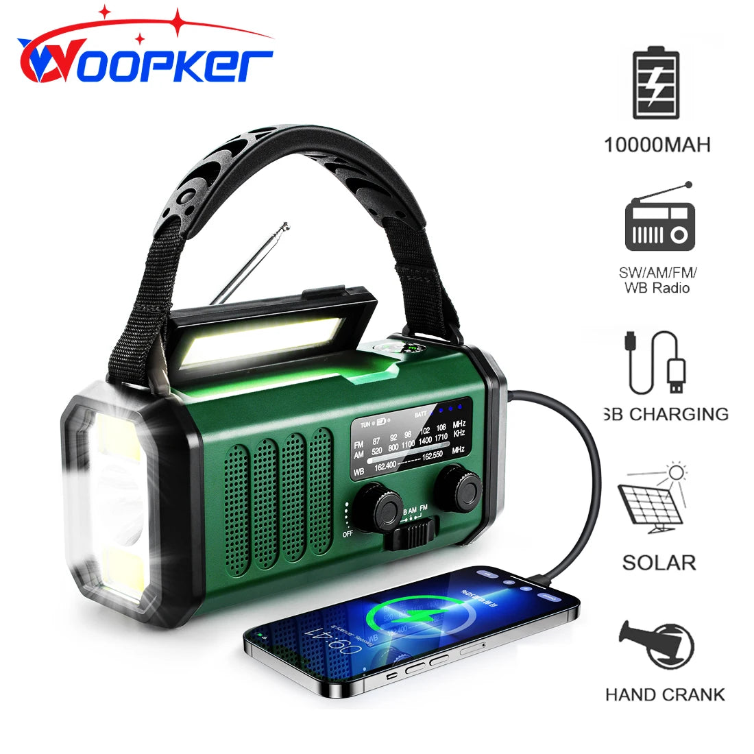 Woopker SunDyn Solar Hand Crank Noodradio